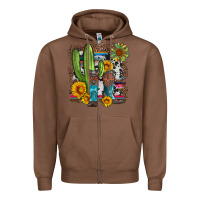 Chestnut western cactus with cowboy boots and sunflowers Zipper Hoodie - Artiststas