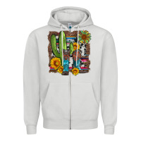 Dove Grey western cactus with cowboy boots and sunflowers Zipper Hoodie - Artiststas