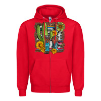 Red western cactus with cowboy boots and sunflowers Zipper Hoodie - Artiststas