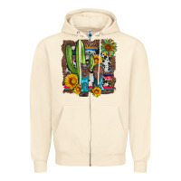 Sandshell western cactus with cowboy boots and sunflowers Zipper Hoodie - Artiststas