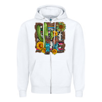 Western Cactus With Cowboy Boots And Sunflowers Zipper Hoodie | Teevron