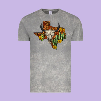 Bull Skull Texas Map Western Vintage Tee Designed By Barkaloodesign