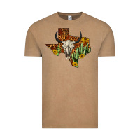 Vintage Coffee bull skull texas map western Vintage Tee - BarkalooDesign