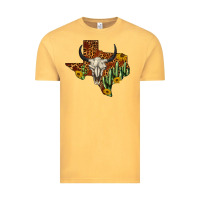 Vintage Mustard bull skull texas map western Vintage Tee - BarkalooDesign