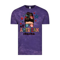Cloud Purple all american mama messy bun Vintage Tee - Zillion Design Studio