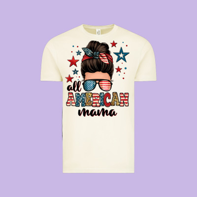All American Mama Messy Bun Vintage Tee Designed By Zillion Design Studio