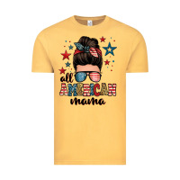 Vintage Mustard all american mama messy bun Vintage Tee - Zillion Design Studio