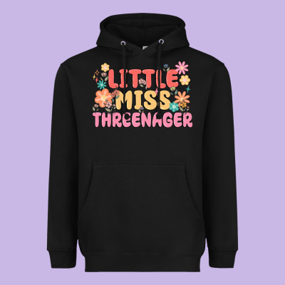 Little Miss Threenager Heavyweight Hoodie Designed By Maliassmallbusiness