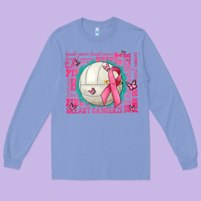 Pink Out Breast Cancer Volleyballs Long Sleeve Tee Designed By Adodesignshop