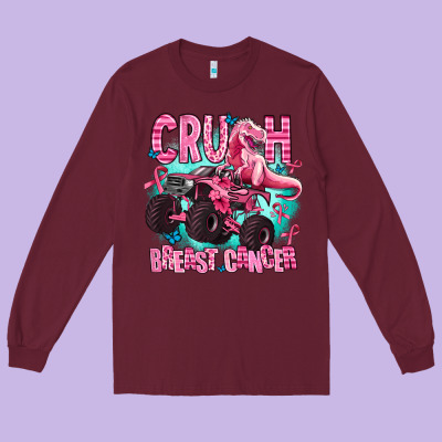 Crush Breast Cancer Long Sleeve Tee Designed By Adodesignshop