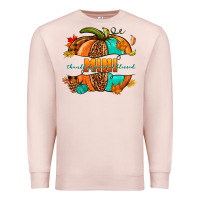 Pale Pink Thankful grateful blessed mini pumpkin Premium Sweatshirt - NancyCooperArtShop