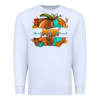 White Thankful grateful blessed mini pumpkin Premium Sweatshirt - NancyCooperArtShop