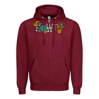 Burgundy howdy with cowboy hat and cactus Zipper Hoodie - Artiststas