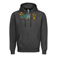 Charcoal Heather howdy with cowboy hat and cactus Zipper Hoodie - Artiststas