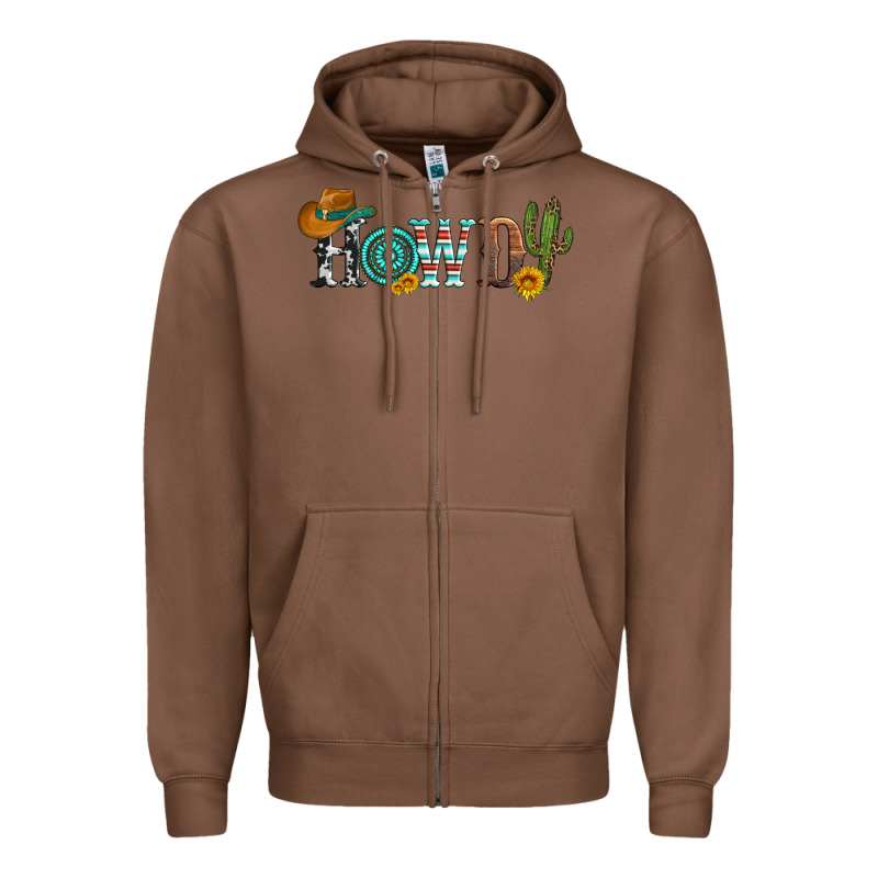 Howdy With Cowboy Hat And Cactus Zipper Hoodie by Artiststas | Teevron