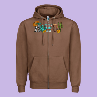 Howdy With Cowboy Hat And Cactus Zipper Hoodie Designed By Artiststas