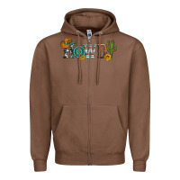 Chestnut howdy with cowboy hat and cactus Zipper Hoodie - Artiststas
