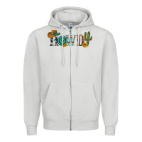 Dove Grey howdy with cowboy hat and cactus Zipper Hoodie - Artiststas