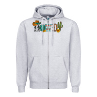 Heather Grey howdy with cowboy hat and cactus Zipper Hoodie - Artiststas