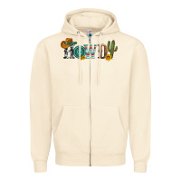 Sandshell howdy with cowboy hat and cactus Zipper Hoodie - Artiststas