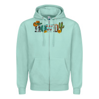Seafoam howdy with cowboy hat and cactus Zipper Hoodie - Artiststas