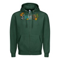 Sports Green howdy with cowboy hat and cactus Zipper Hoodie - Artiststas