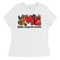 White peace love  hot chocolate Ladies Tee - AdoDesignShop