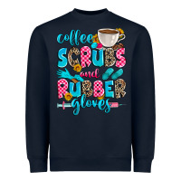 Navy coffee scrubs and rubber gloves Heavyweight Sweatshirt - Zillion Design Studio