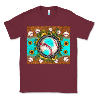 Burgundy baseball turquoise sunflower Classic Tee - JahusDesignShop