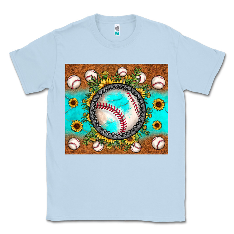 Baseball Turquoise Sunflower Classic Tee by JahusDesignShop | Teevron