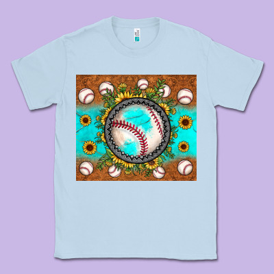 Baseball Turquoise Sunflower Classic Tee Designed By Jahusdesignshop