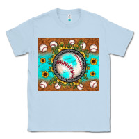 Dusty Blue baseball turquoise sunflower Classic Tee - JahusDesignShop
