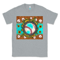 Heather Grey baseball turquoise sunflower Classic Tee - JahusDesignShop
