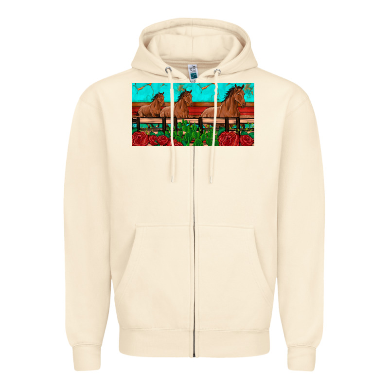 Horses Roses Ann Cactuses License Plate Zipper Hoodie by Artiststas | Teevron