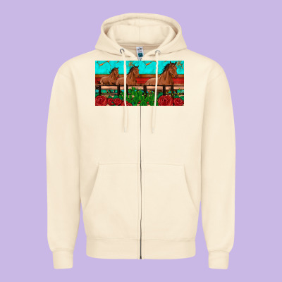 Horses Roses Ann Cactuses License Plate Zipper Hoodie Designed By Artiststas