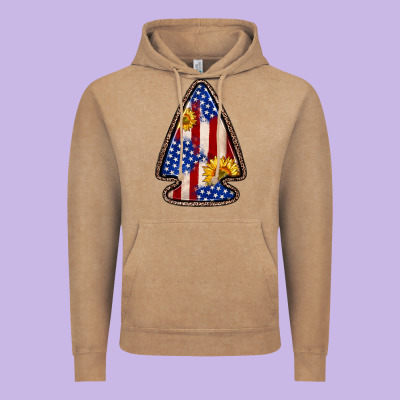 American Flag Sunflower Arrowhead Vintage Hoodie Designed By Zillion Design Studio