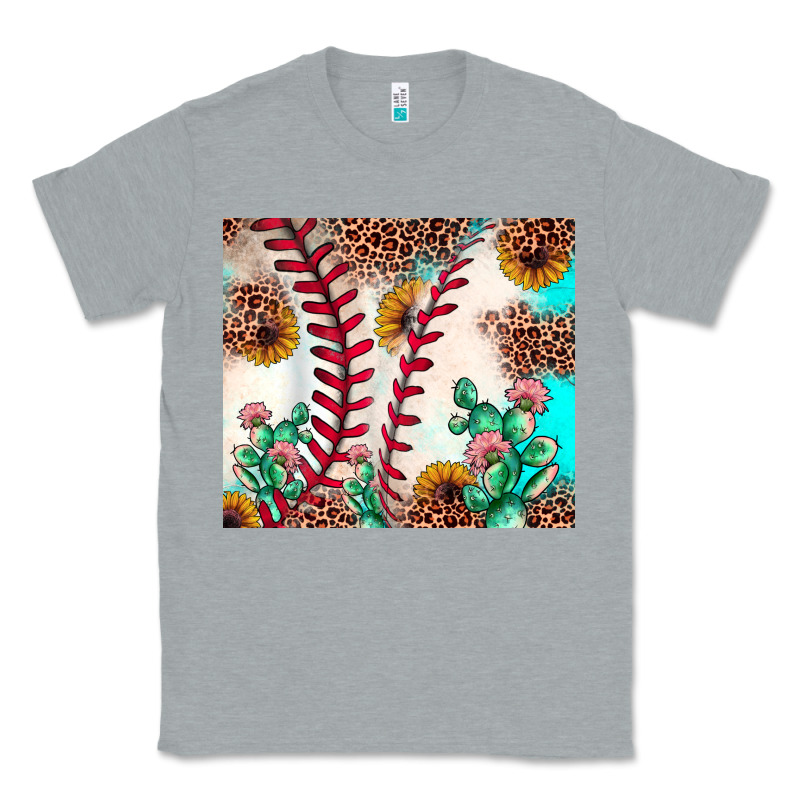 Baseball Leopard Turquoise Cactus Sunflower Classic Tee by JahusDesignShop | Teevron