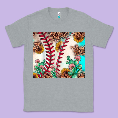 Baseball Leopard Turquoise Cactus Sunflower Classic Tee Designed By Jahusdesignshop