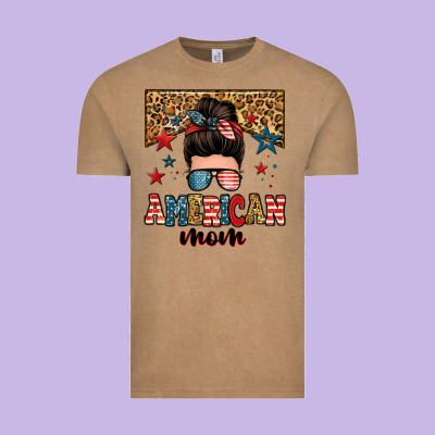 American Mom Junkie Messy Bun Vintage Tee Designed By Zillion Design Studio