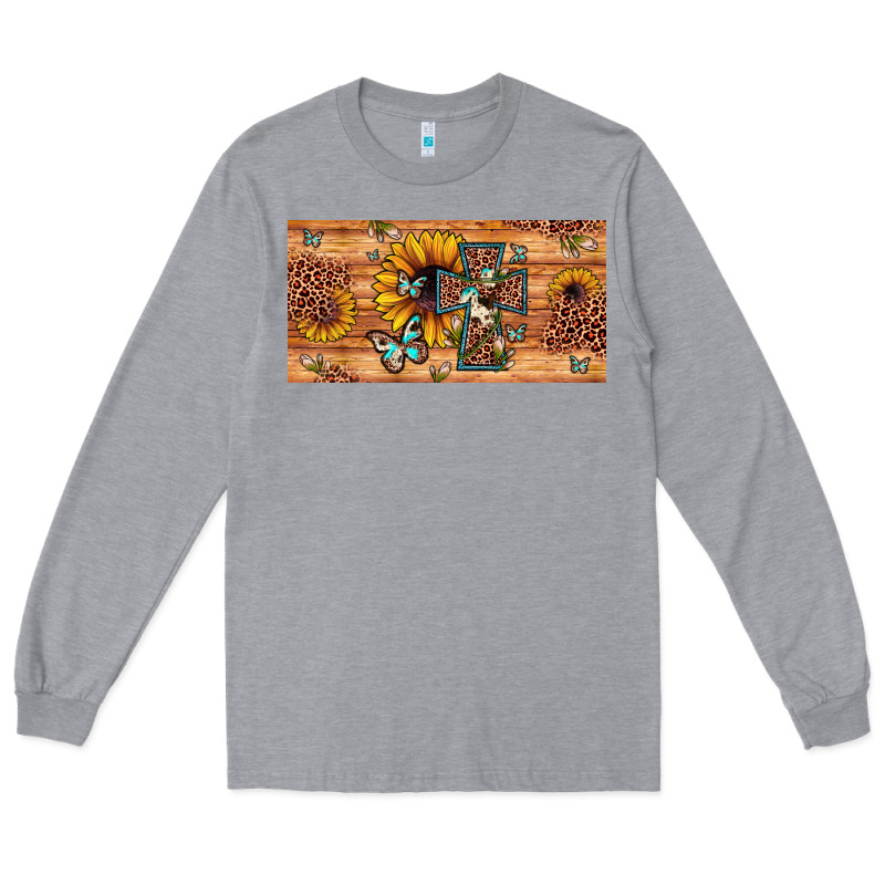 Leopard Cross Butterfly Sunflower Long Sleeve Tee by JahusDesignShop | Teevron