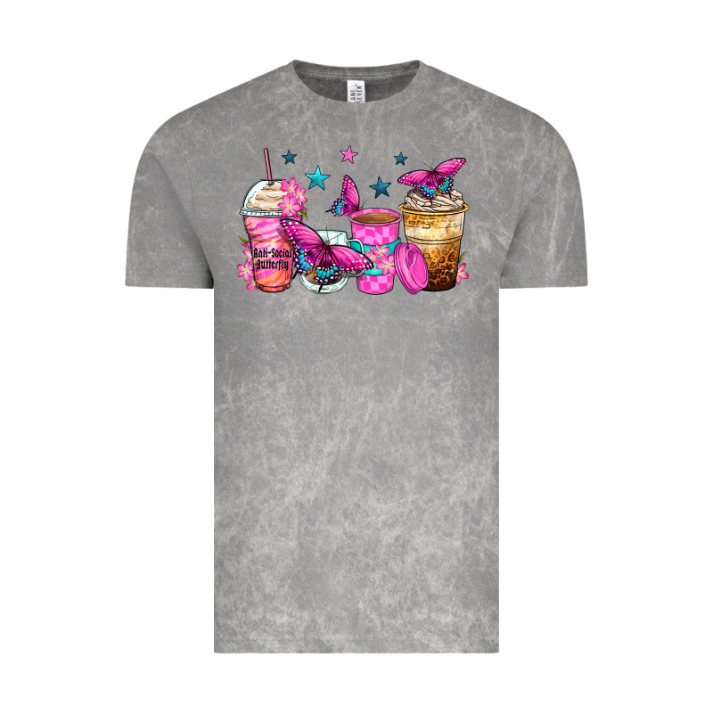 Antisocial Butterfly Coffee Cups Vintage Tee by Zillion Design Studio | Teevron