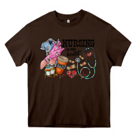 Chocolate Brown nursing in my heart Heavy Core Tee - RacoonDesign