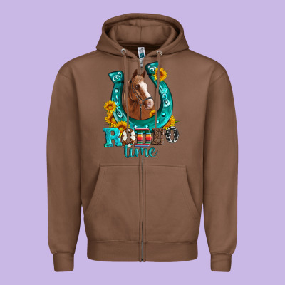 Horseshoe Rodeo Time Zipper Hoodie Designed By Artiststas