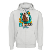 Dove Grey horseshoe rodeo time Zipper Hoodie - Artiststas