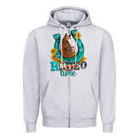 Heather Grey horseshoe rodeo time Zipper Hoodie - Artiststas