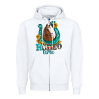 White horseshoe rodeo time Zipper Hoodie - Artiststas