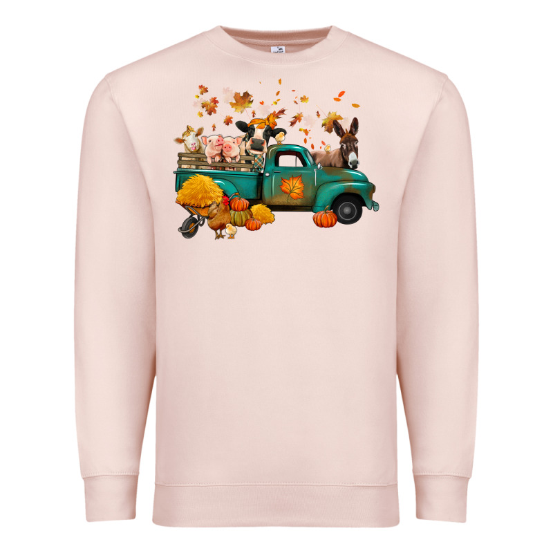 Fall Farm Animals Truck Nancy Premium Sweatshirt by NancyCooperArtShop | Teevron
