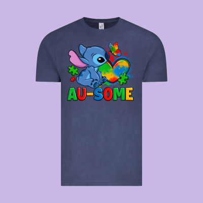 Ausome Stitch Autism Vintage Tee Designed By Zillion Design Studio