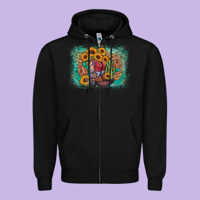 Cowboy Boots Sunflower Zipper Hoodie Designed By Adodesignshop