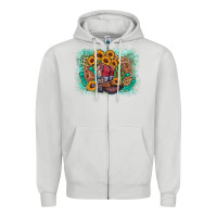 Dove Grey cowboy boots sunflower Zipper Hoodie - AdoDesignShop